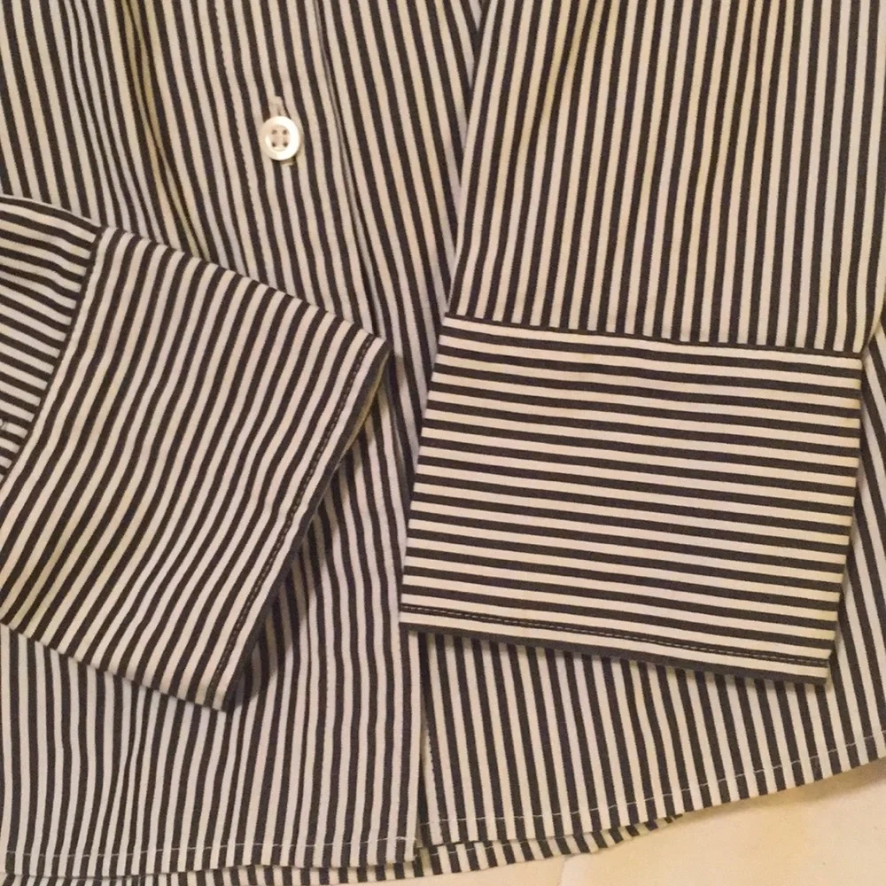 J. Crew Blue White Stripe Oxford Cotton blend Shirt Stretch Perfect